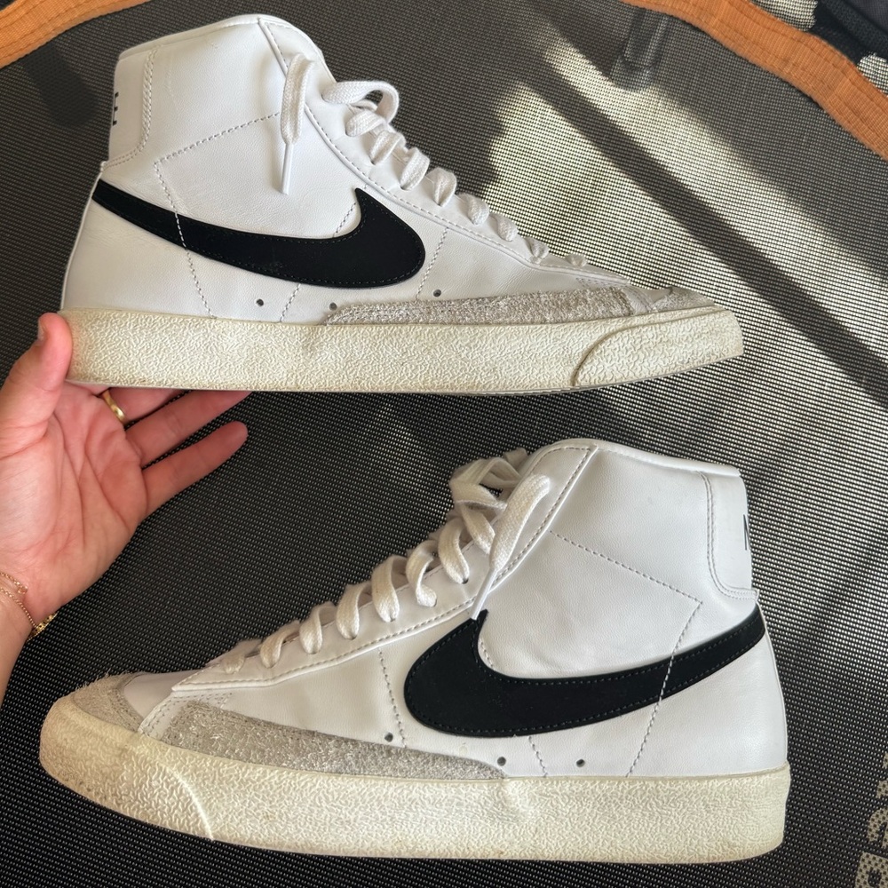 Nike High-Top Sneakers in Cream and Black